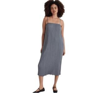 *NWOT Madewell Teapot Blue Goldie Plisse Tank Slip Midi Column Dress - Sz 12